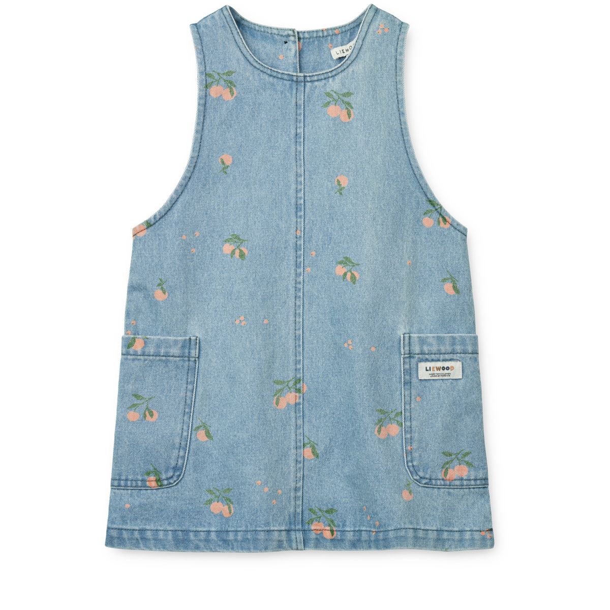 Liewood Angelica Printed Denim Dress - Peach / Light Blue Denim - DRESS