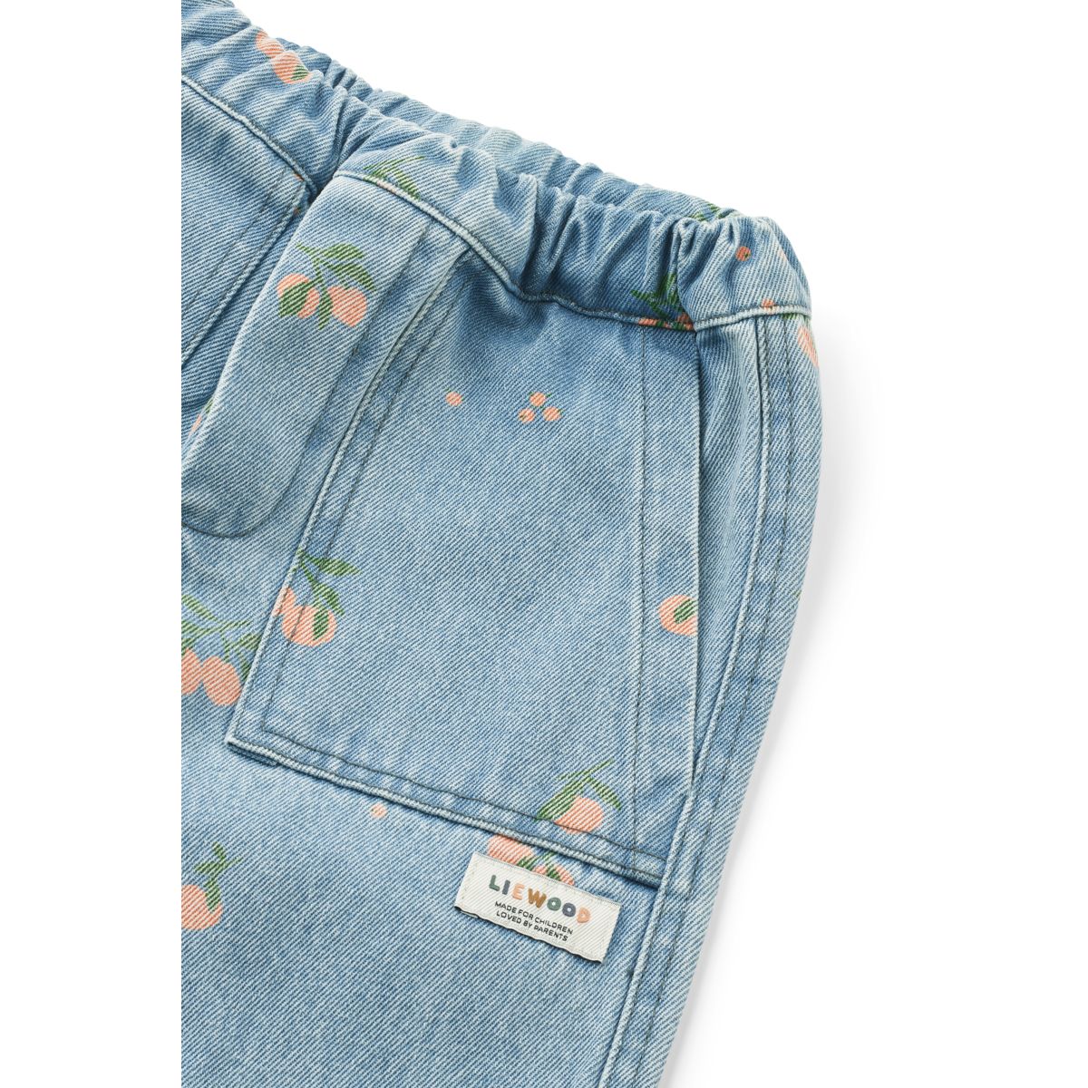 Liewood Cesar Printed Denim Trousers - Peach / Light Blue Denim - PANTS