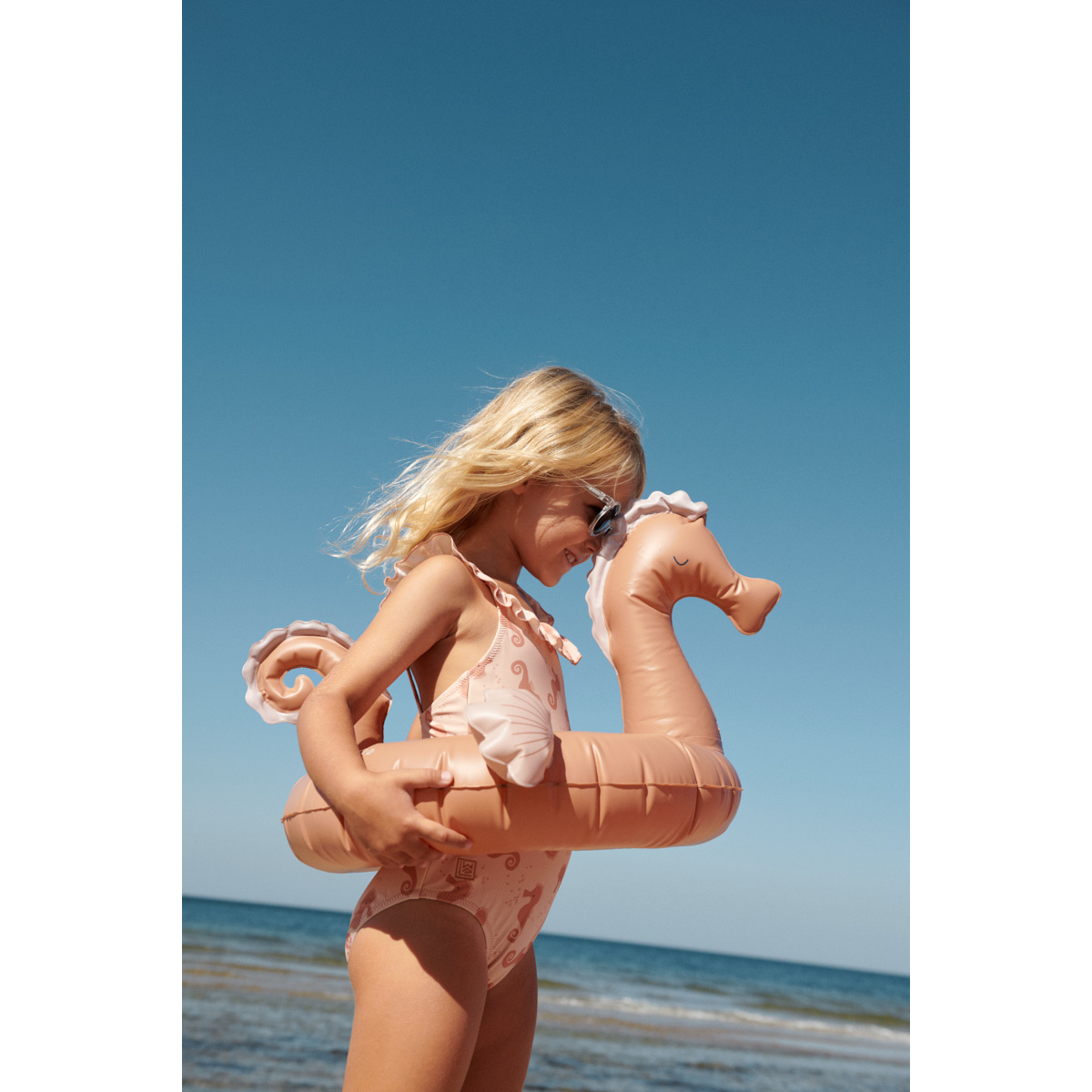 Liewood Kallie printed ruffle swimsuit - Seahorse / Apple blossom - SWIMSUIT