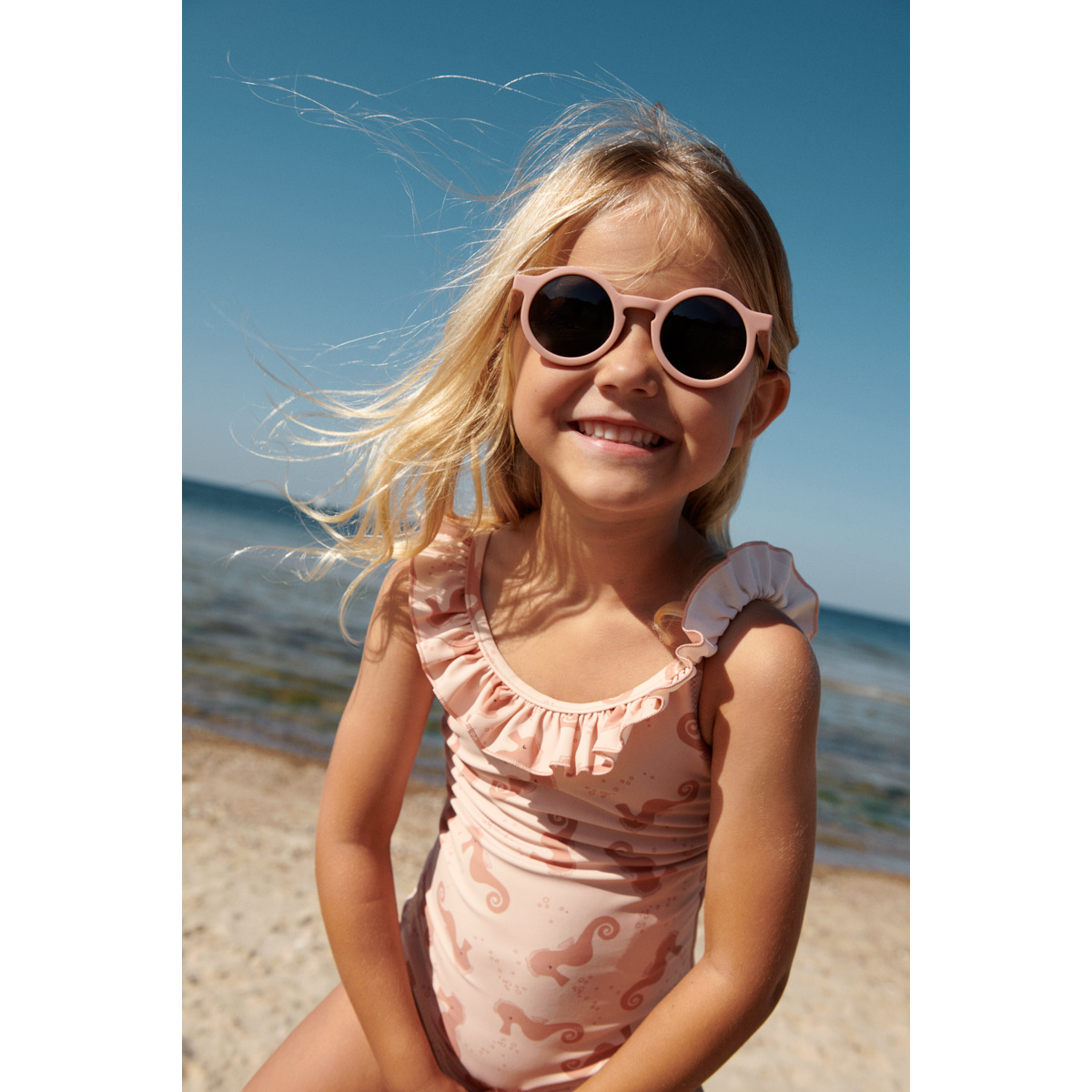 Liewood Kallie printed ruffle swimsuit - Seahorse / Apple blossom - SWIMSUIT