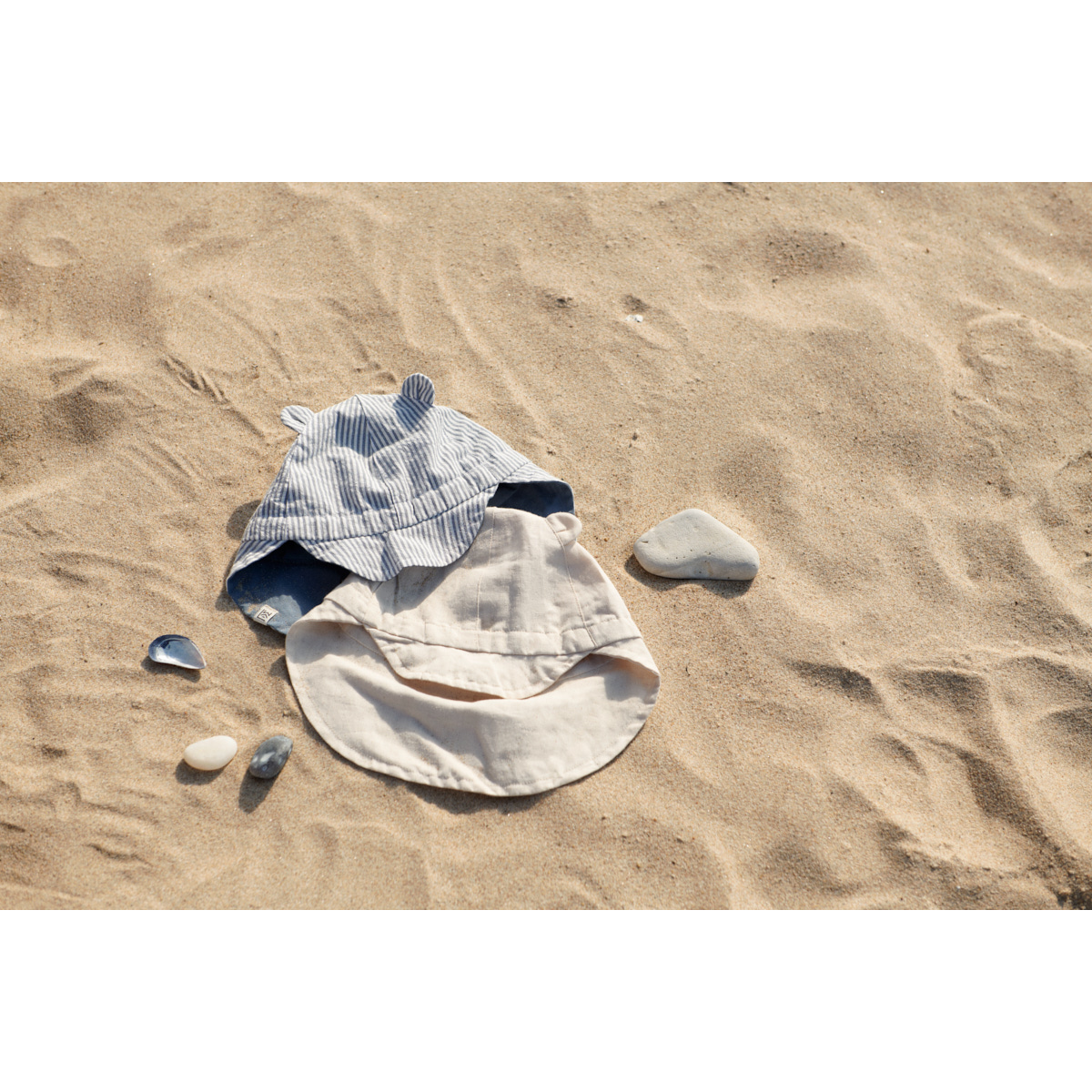 Liewood Gorm Seersucker Sun Hat - Y/D stripe: Blue wave/creme de la creme - HATS/CAP