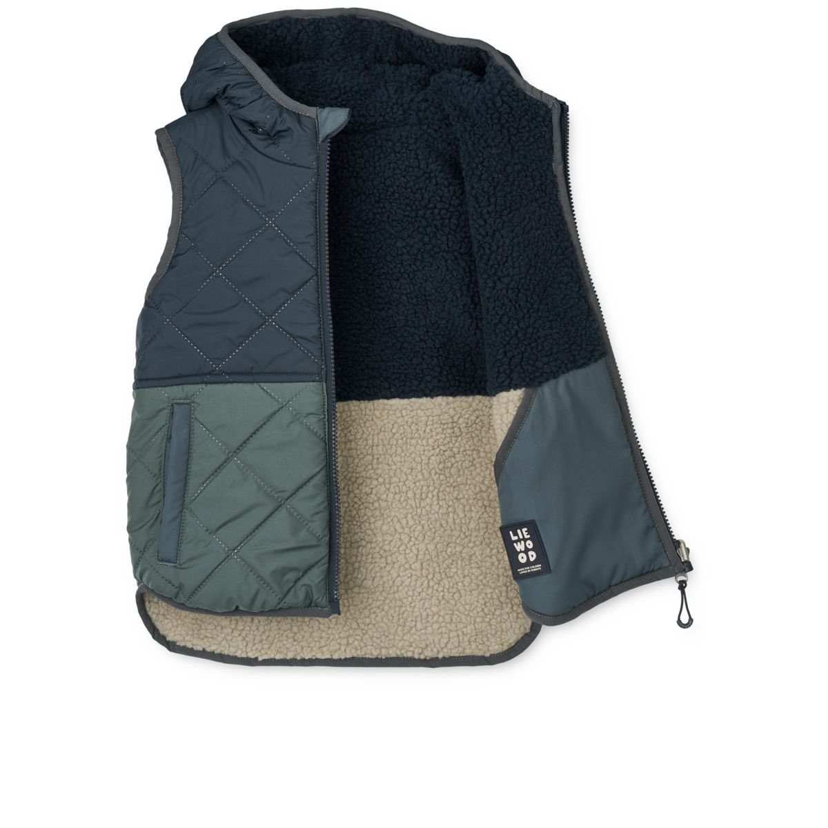 Liewood Diana Reversible Pile Vest - Whale blue multi mix - VEST