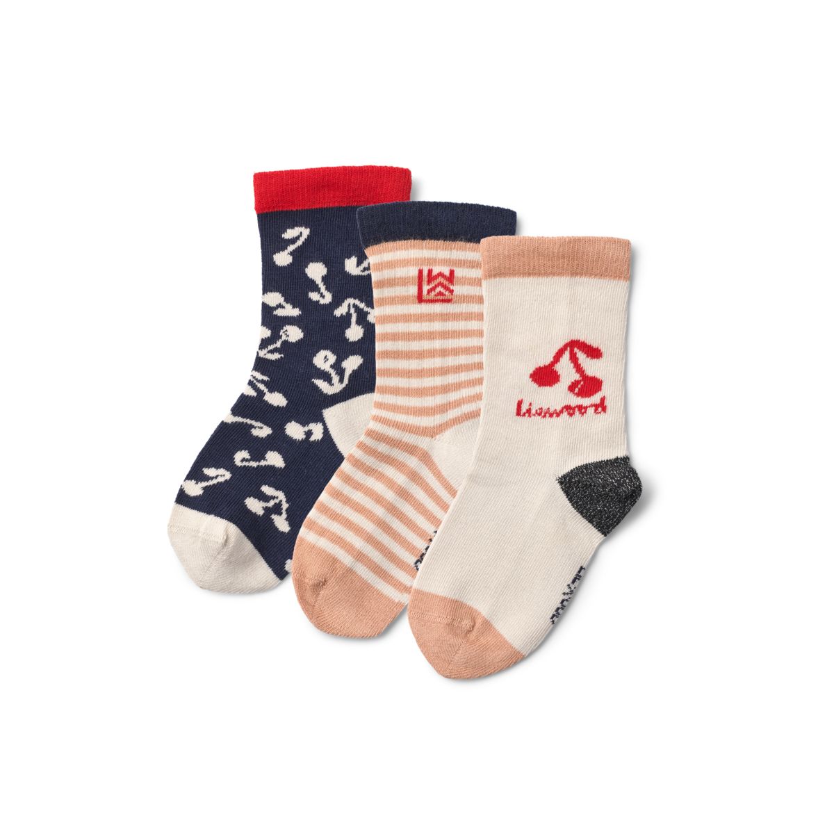 Liewood Silas Socks 3-Pack - Cherry blossom / Classic navy - SOCKS/STOCKINGS