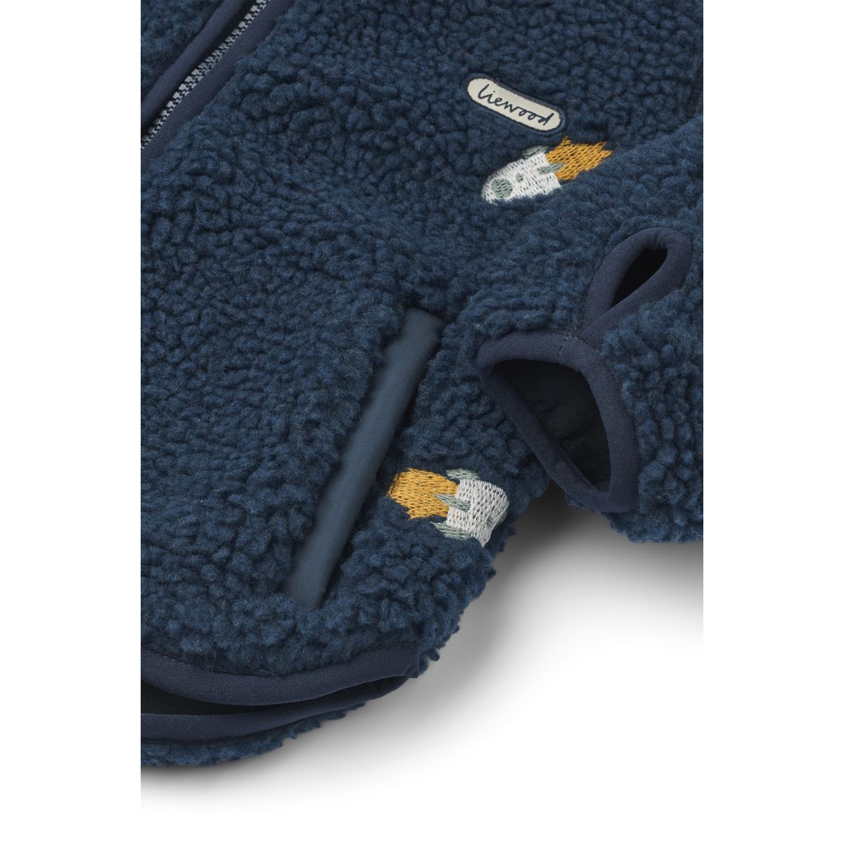 Liewood Mara Pile Jacket with ears - Rocket / Classic navy / Embroidery - JACKET