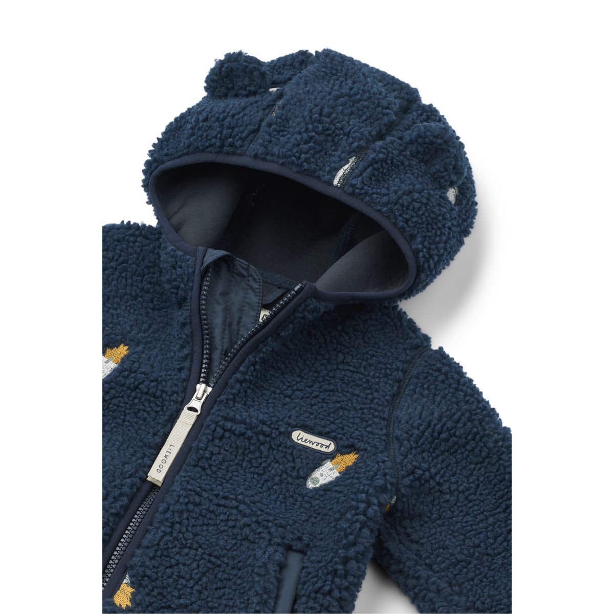 Liewood Mara Pile Jacket with ears - Rocket / Classic navy / Embroidery - JACKET