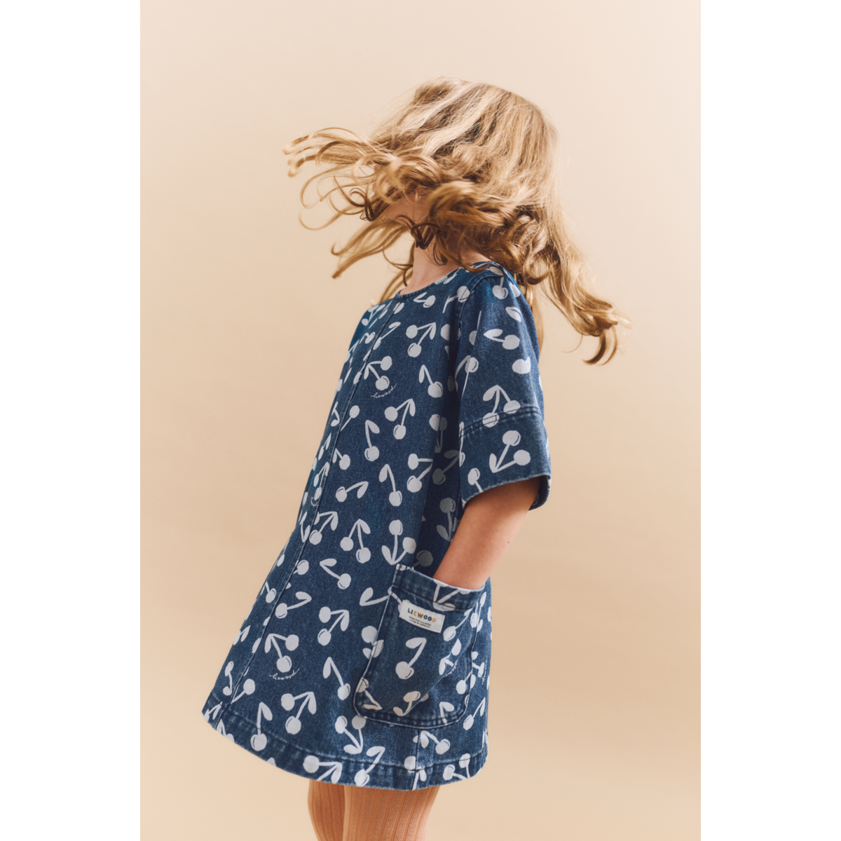 Liewood Angelica Printed Denim Dress - Cherry blossom / Medium blue denim - DRESS