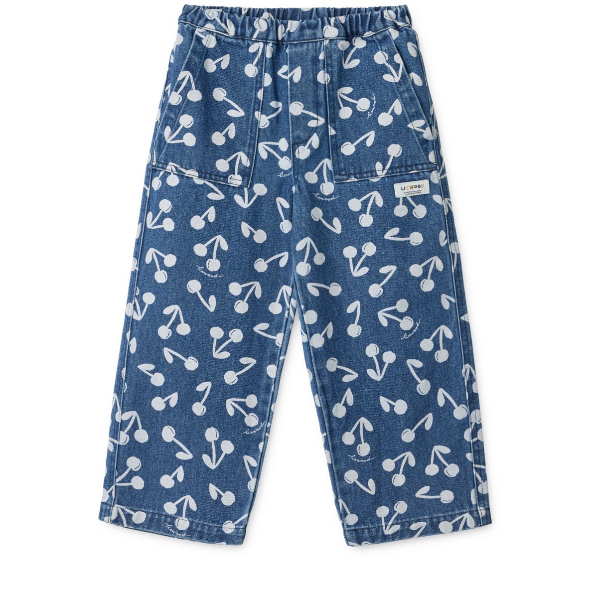 Liewood Cesar Printed Denim Trousers - Cherry blossom / Medium blue denim - PANTS