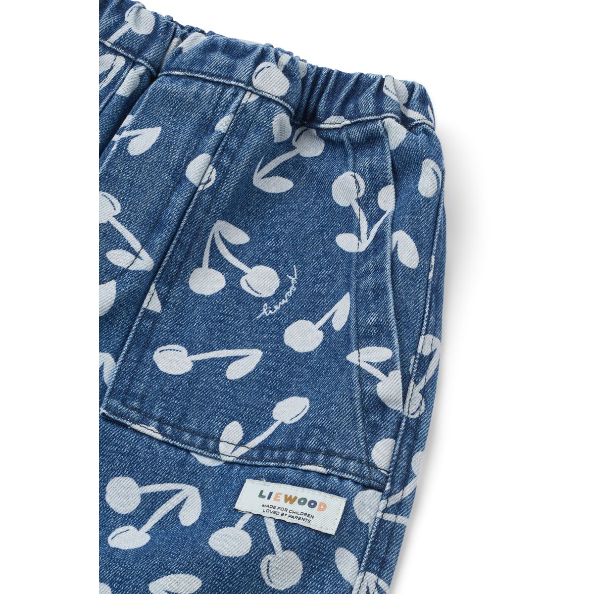 Liewood Cesar Printed Denim Trousers - Cherry blossom / Medium blue denim - PANTS