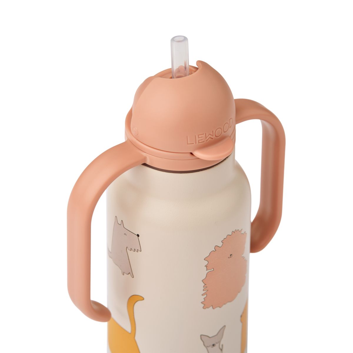 Liewood Kimmie Printed Bottle 250 Ml - Cats and Dogs / Sandy - WATER BOTTLE