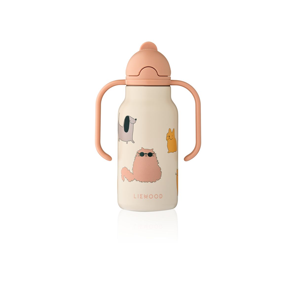 Liewood Kimmie Printed Bottle 250 Ml - Cats and Dogs / Sandy - WATER BOTTLE