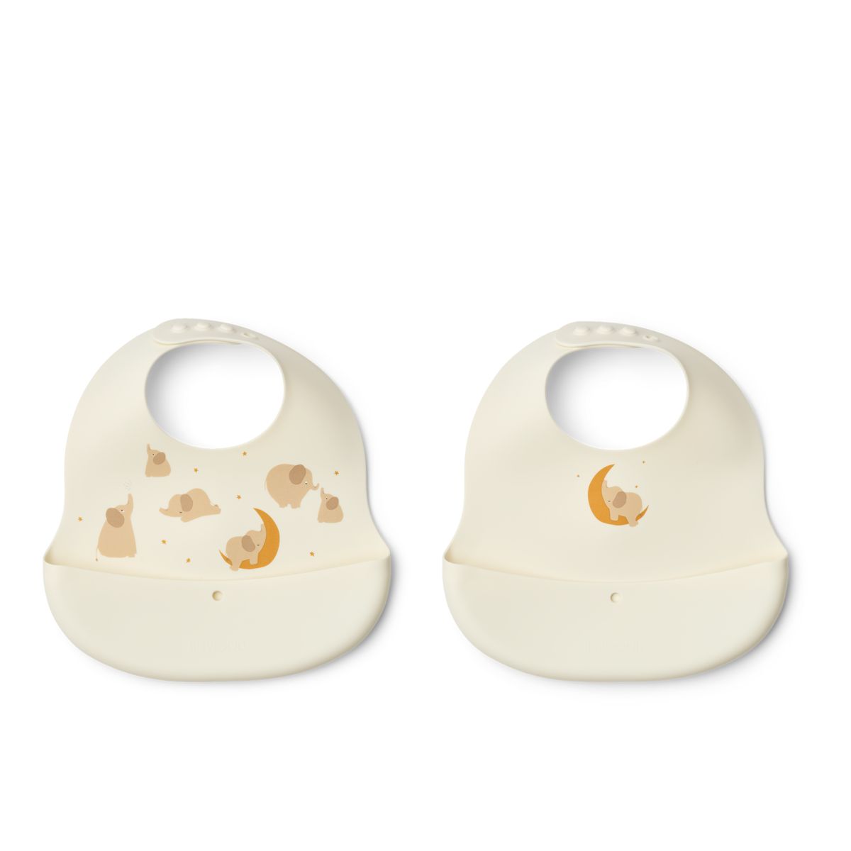Liewood EMBER Printed Bib 2-pack - Elephant / Creme de la creme - BIB