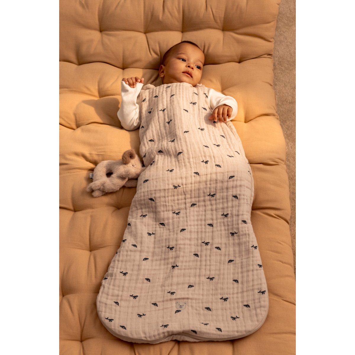 Liewood Flora Printed Sleeping Bag - Mini whale / Sandy - SLEEPING BAG