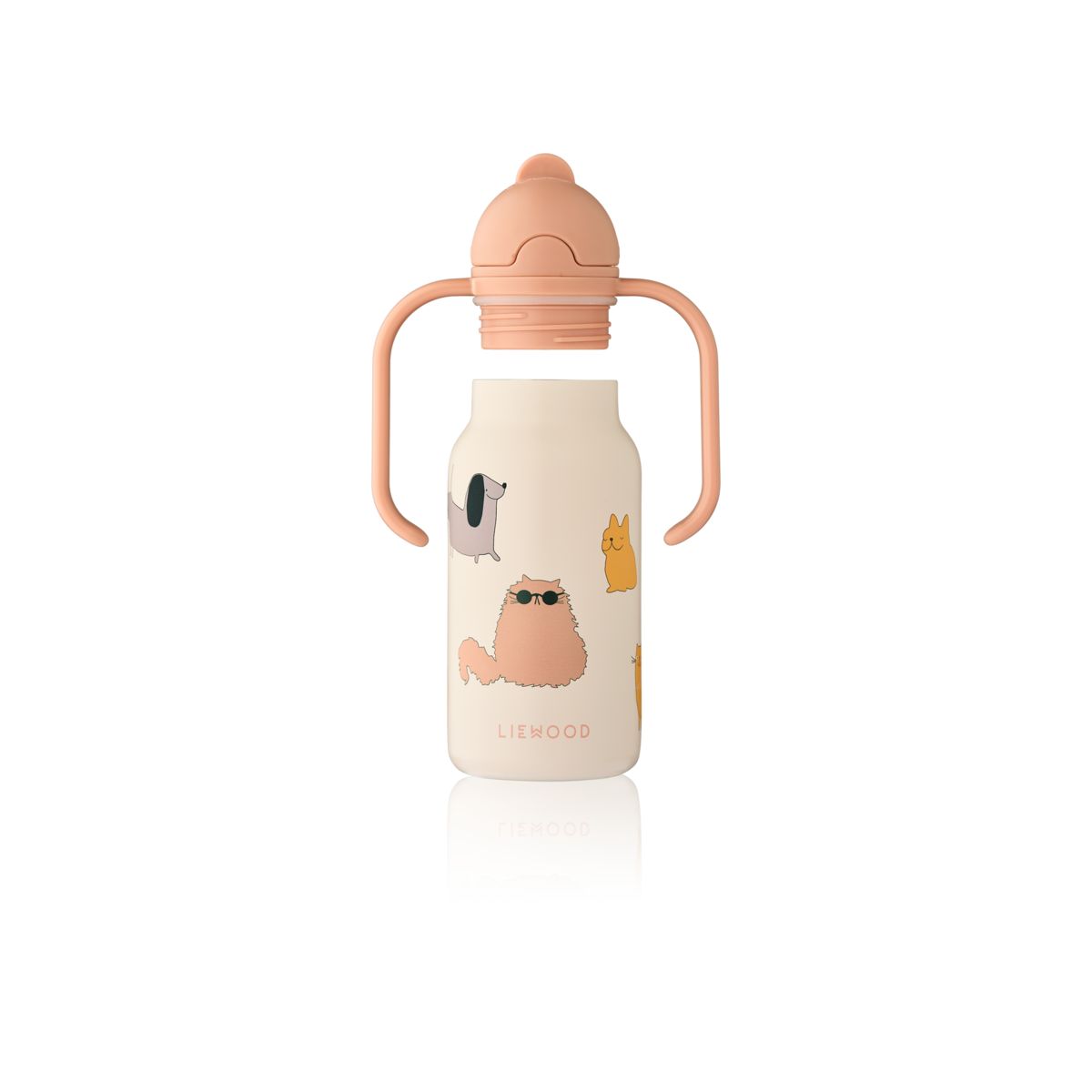 Liewood Kimmie Printed Bottle 250 Ml - Cats and Dogs / Sandy - WATER BOTTLE