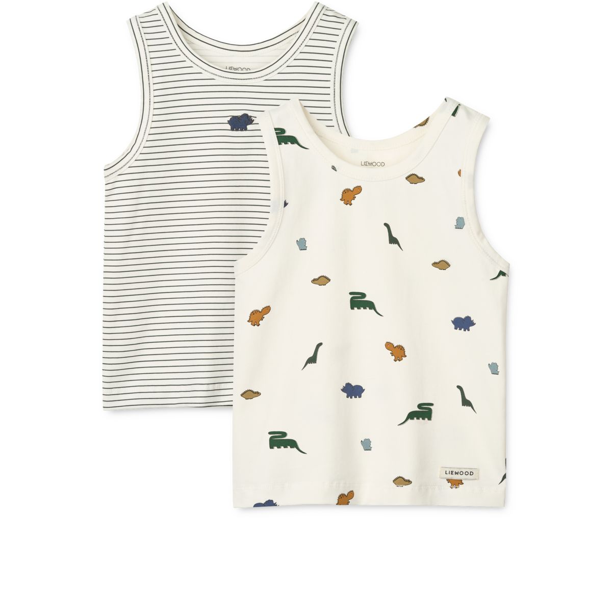 Liewood Faris Tank Top 2-pack - Mini dinosaurs creme / stripe mix - TANK TOP