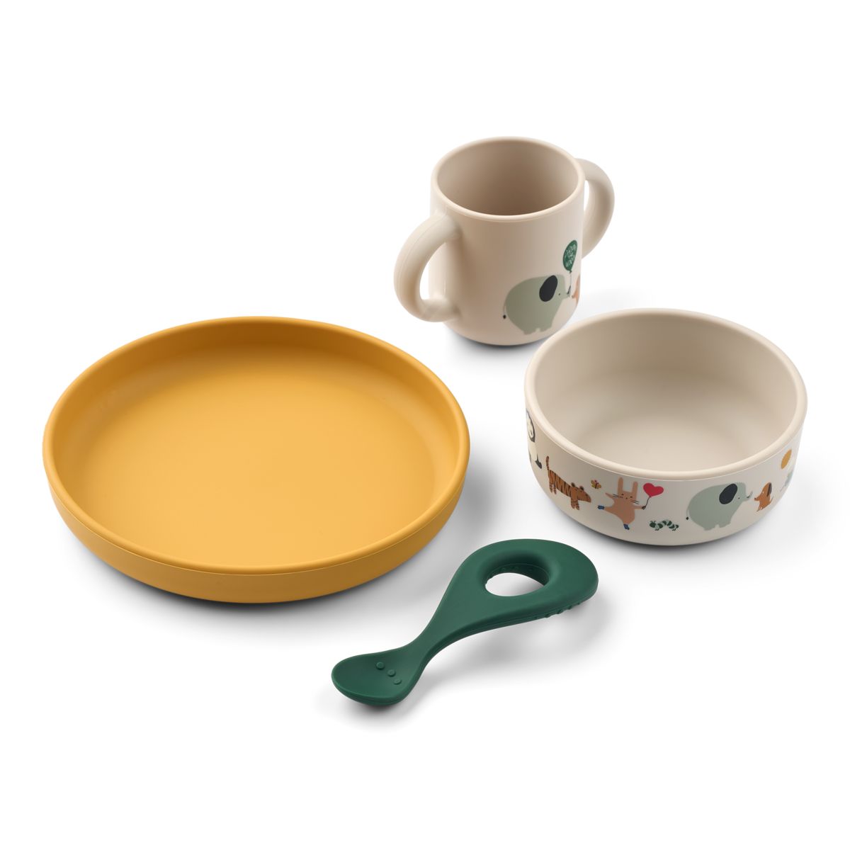 Liewood Vivi Silicone Tableware Set - Around the world / Sandy - TABLEWARE SET