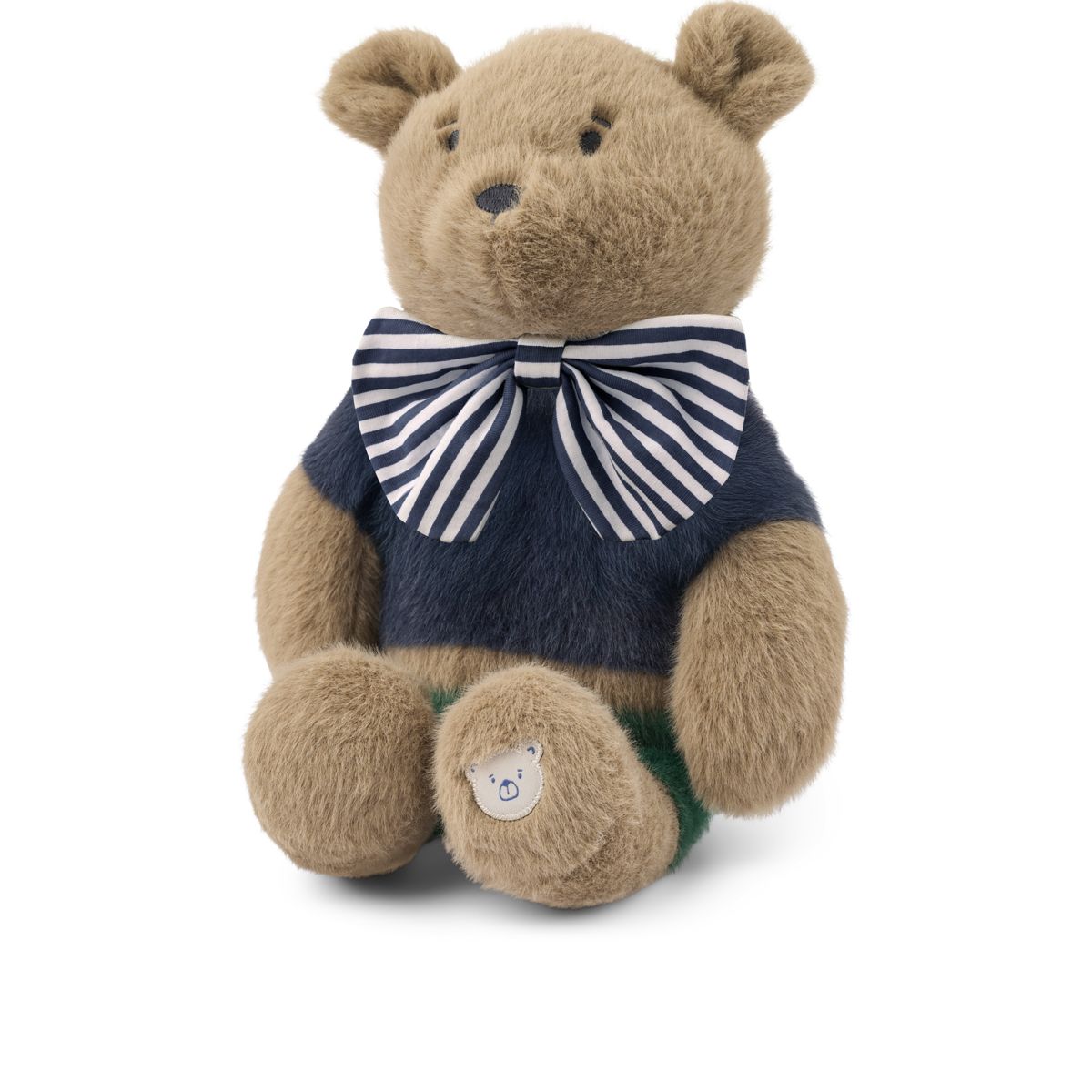 Hubert Bear Celebration Teddy - Dune / Blue stripe mix