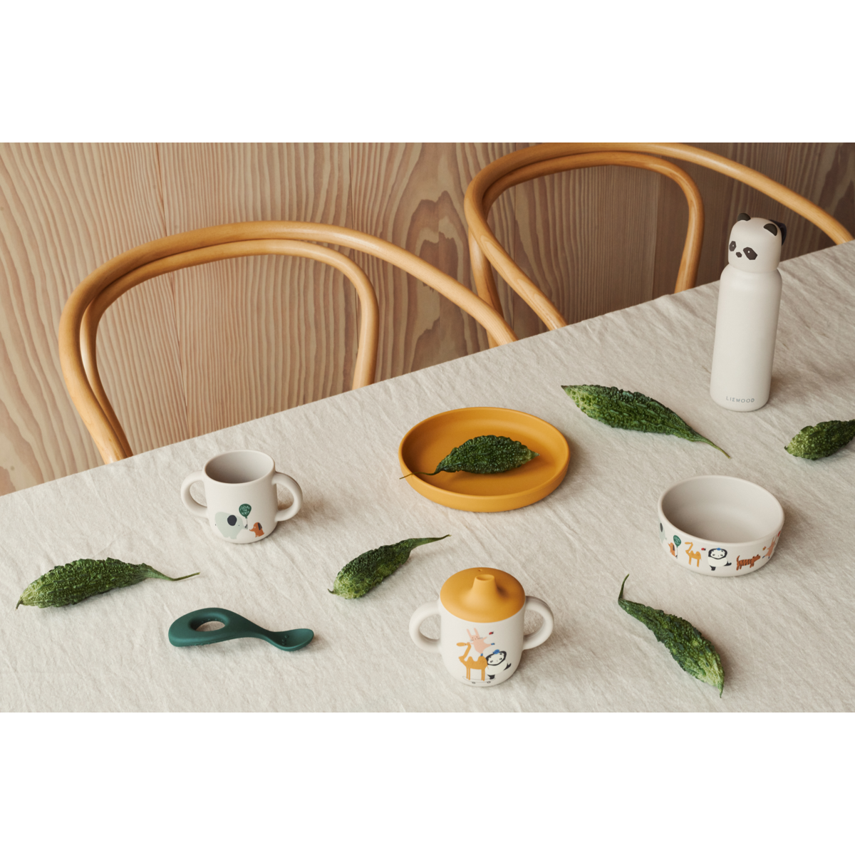 Liewood Vivi Silicone Tableware Set - Around the world / Sandy - TABLEWARE SET
