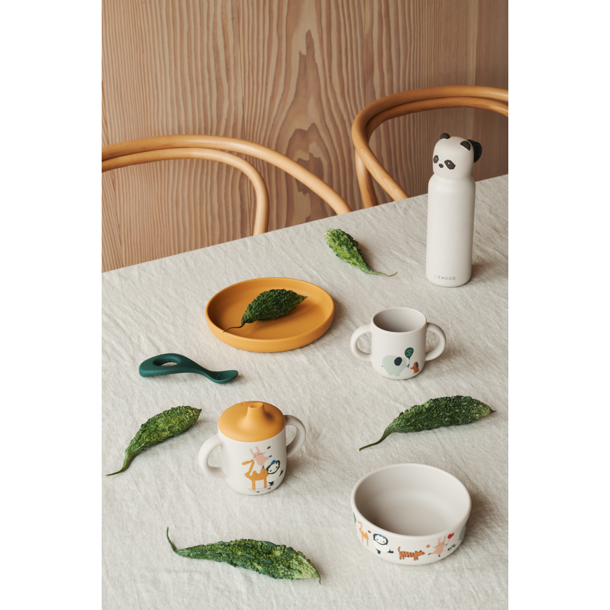 Liewood Vivi Silicone Tableware Set - Around the world / Sandy - TABLEWARE SET