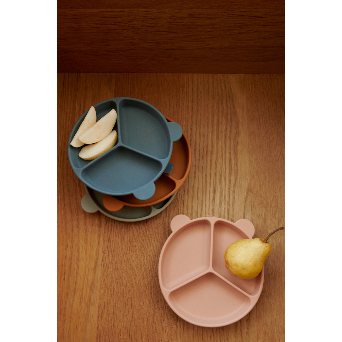 Liewood Stacy Divider Suction Plate 2-Pack - Mustard / tuscany rose mix - PLATE