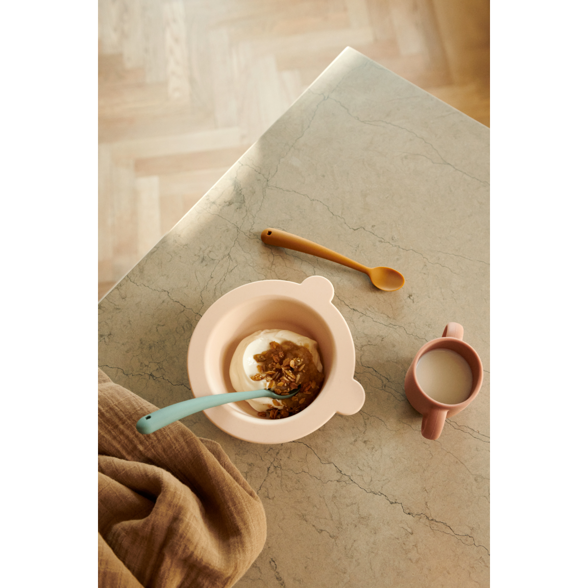 Liewood Peony Suction Bowl 2-Pack - Mustard / tuscany rose mix - BOWL