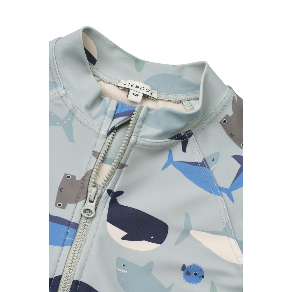 Liewood Max short-sleeved swim jumpsuit - Shark / Dove blue - SWIMSUIT