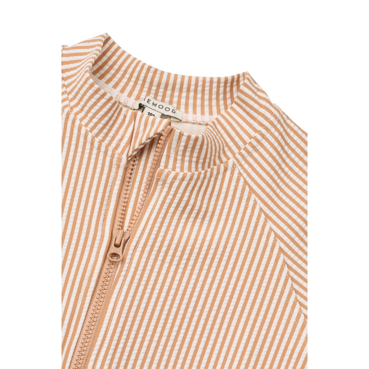 Liewood Max Seersucker Short-sleeve swim Jumpsuit - Y/D stripe Pale tuscany / Creme de la creme - SWIMSUIT