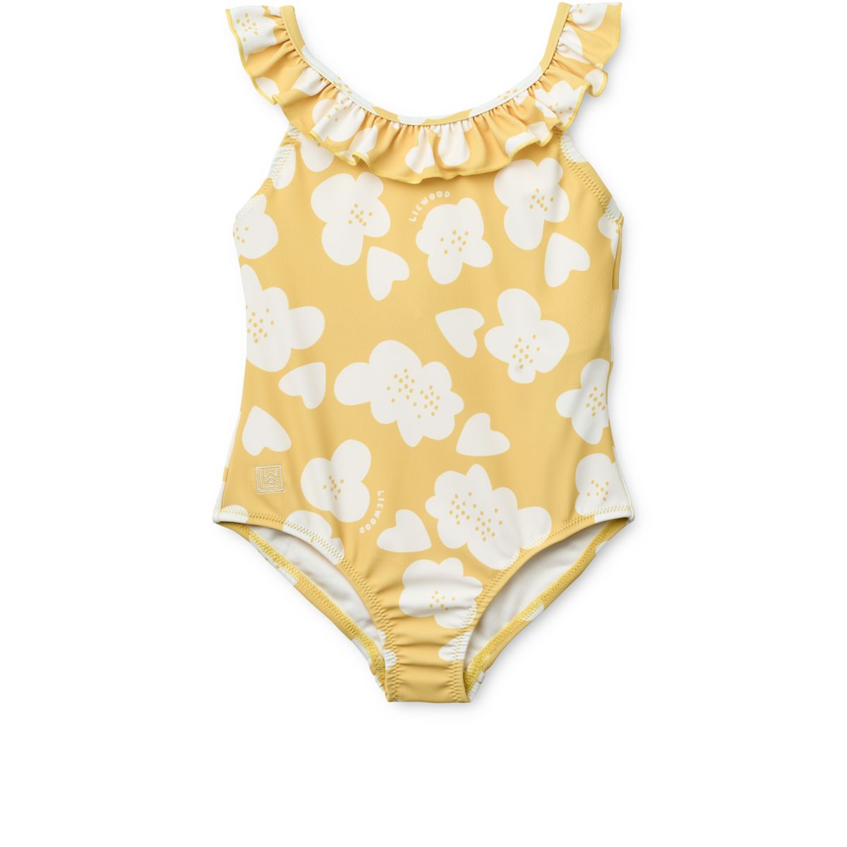 Liewood Kallie printed ruffle swimsuit - Flower / Lemon yellow - SWIMSUIT