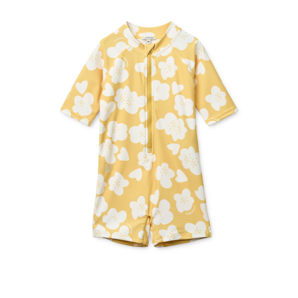 Liewood Max short-sleeved swim jumpsuit - Flower / Lemon yellow - SWIMSUIT