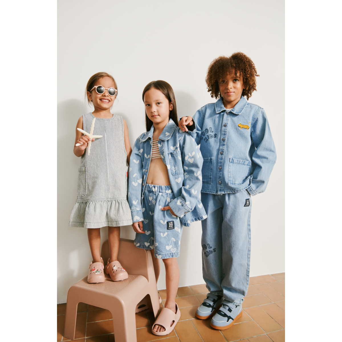 Liewood Angelica Striped Denim Frill Dress - Classic navy / Creme de la creme - DRESS