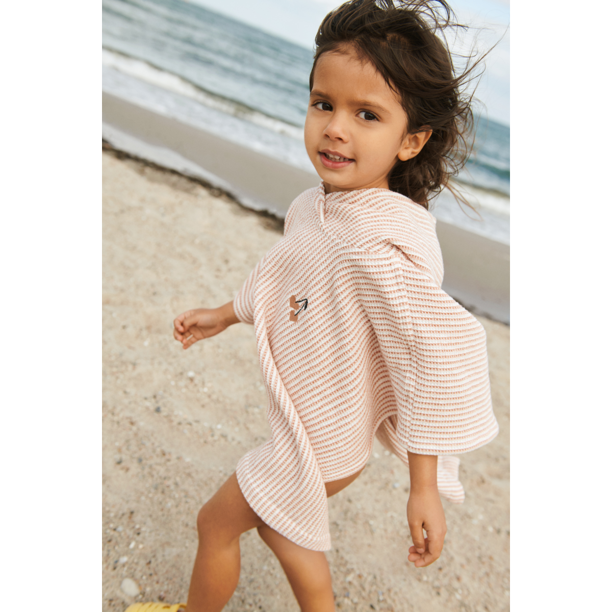 Liewood Paco Embroidery Poncho - Y/D stripe Tuscany rose / Creme de la creme - BATHROBE / PONCHO