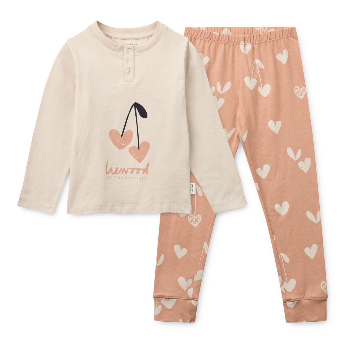 Liewood Wilhelm Printed Pyjamas Set - Heart / Sweetheart / Pale tuscany / mix - PYJAMAS SET