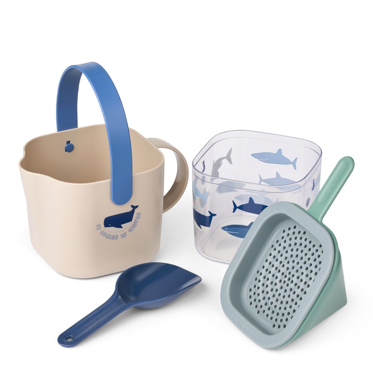 Liewood Roald Sand Set - Shark / Dove blue - SAND TOYS