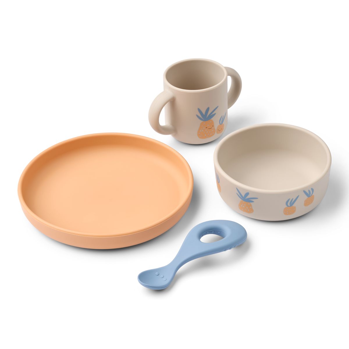 Vivi Silicone Tableware Set - Pineapple / Sandy