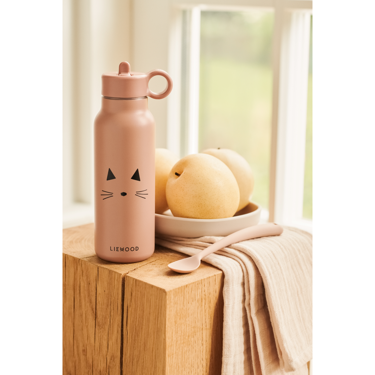 Liewood Falk Water Bottle 350 ml - Cat dark rose - WATER BOTTLE