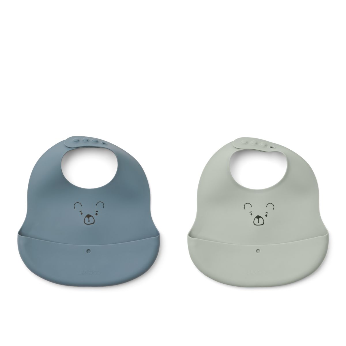 Liewood Ember Printed Bib 2-pack - Mr Bear dove blue / whale blue - BIB