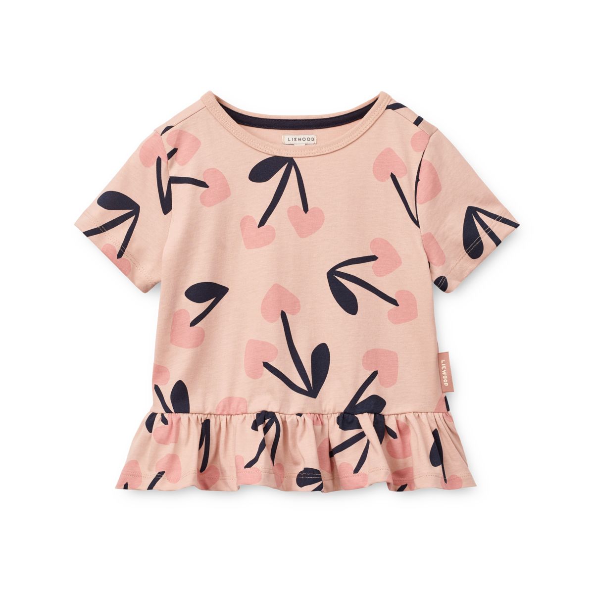 Liewood Kya Short-sleeve peplum T-shirt - Mega Cherry heart / Rosey - TSHIRT