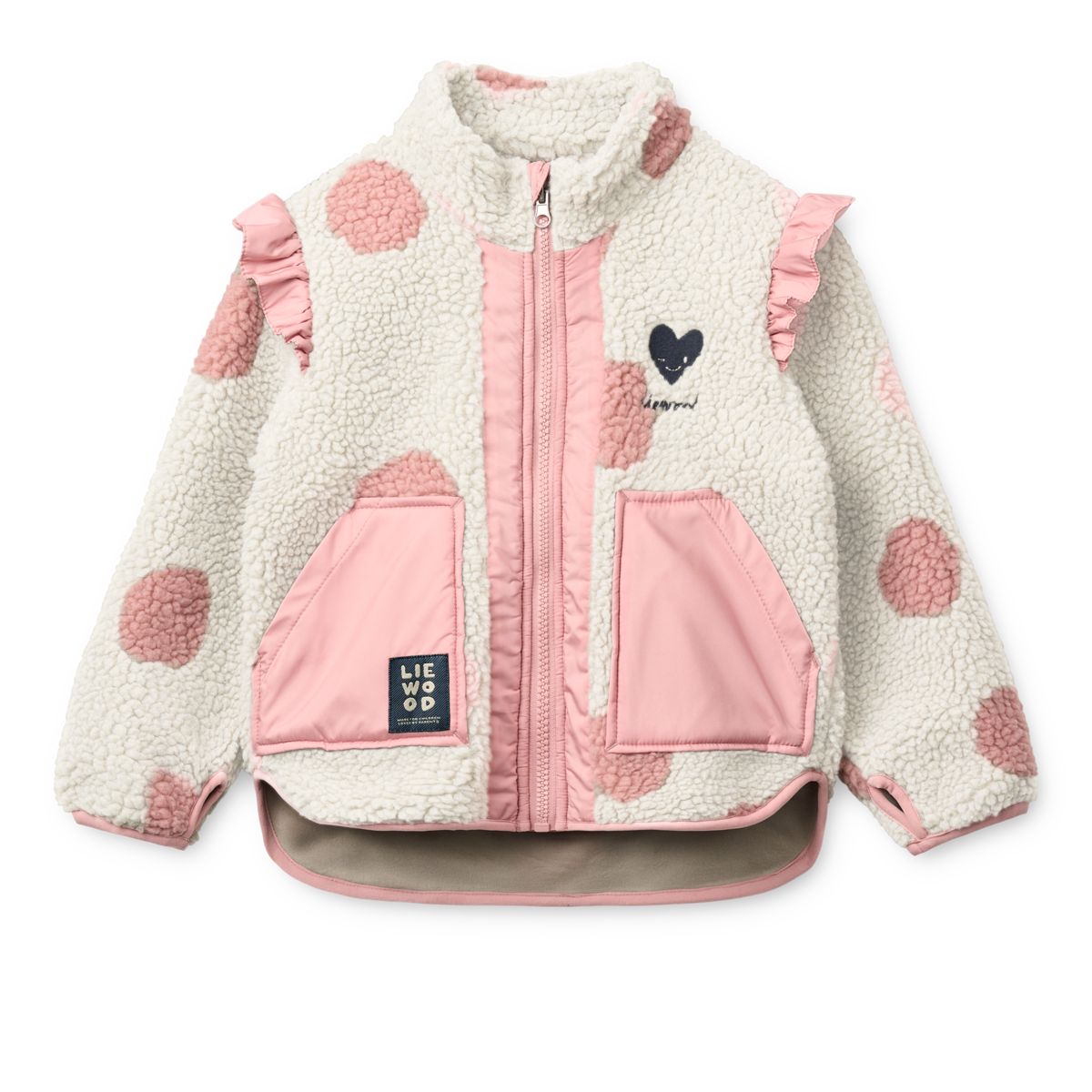 Liewood Noam Pile Jacket with Frill - Spot dot Sandy / Rose blush mix - JACKET