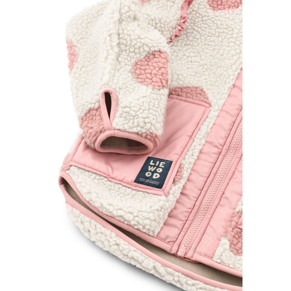 Liewood Noam Pile Jacket with Frill - Spot dot Sandy / Rose blush mix - JACKET