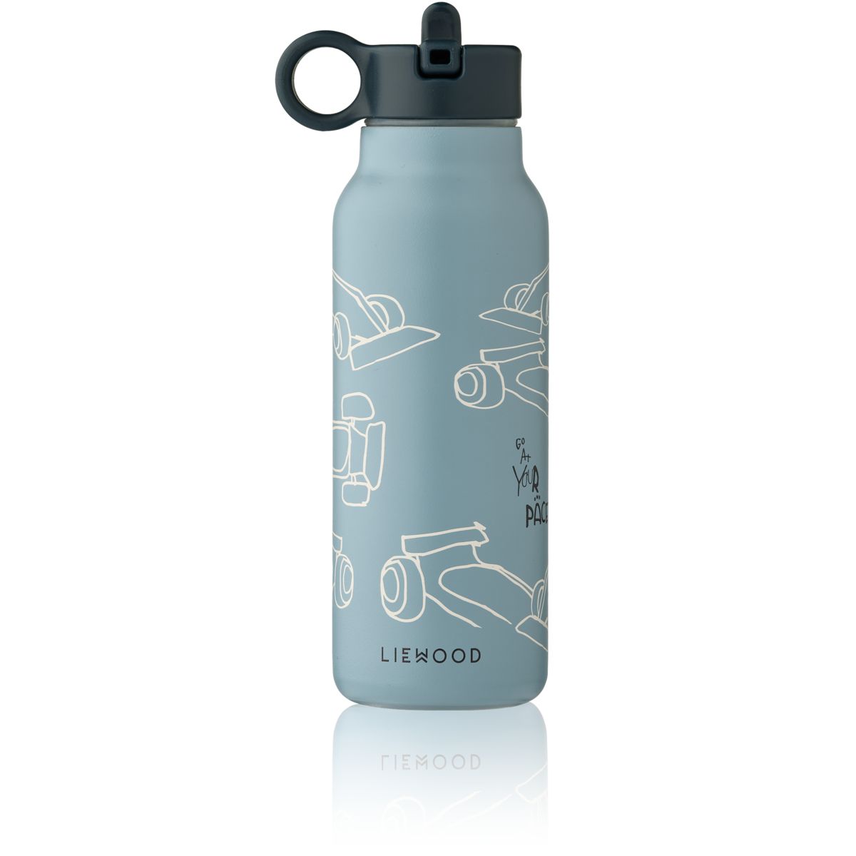 Liewood FALK Water Bottle 350 ml - Race cars / Beach blue - WATER BOTTLE