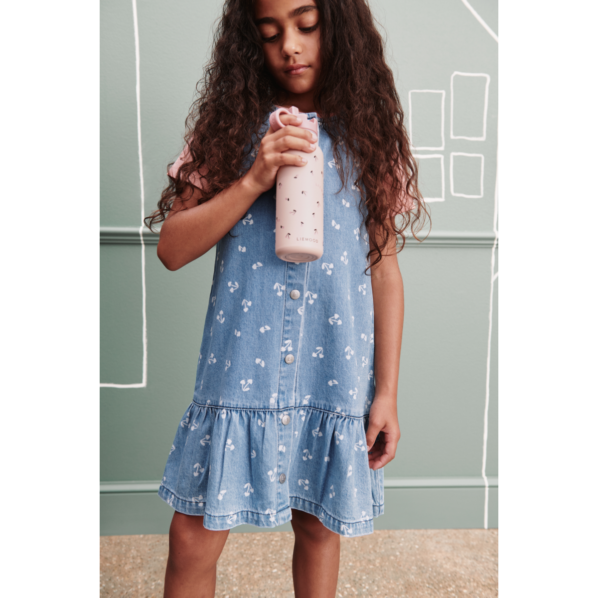 Liewood Sybilla Light Denim Dress - Cherry heart sandy / Denim - DRESS