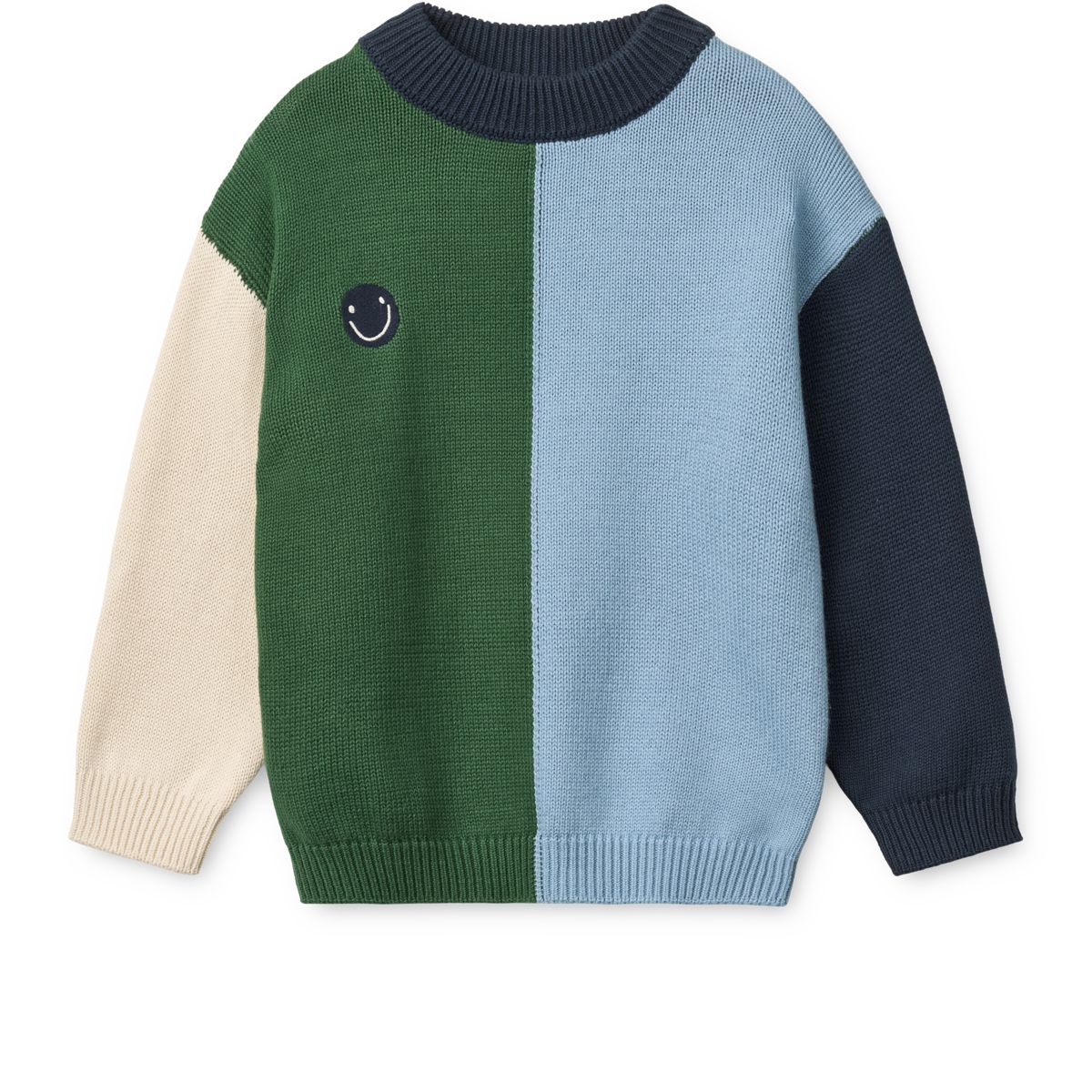 ORLANE Broderet Striktrøje - Beach blue multi mix