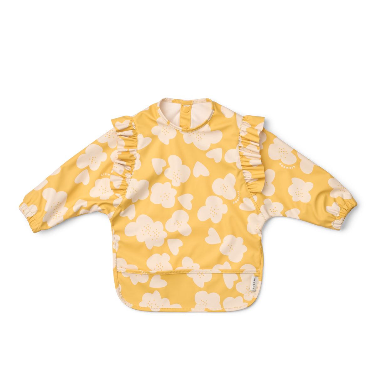 Liewood Merle Ruffle Cape Bib - Flower / Lemon yellow - CAPE BIB