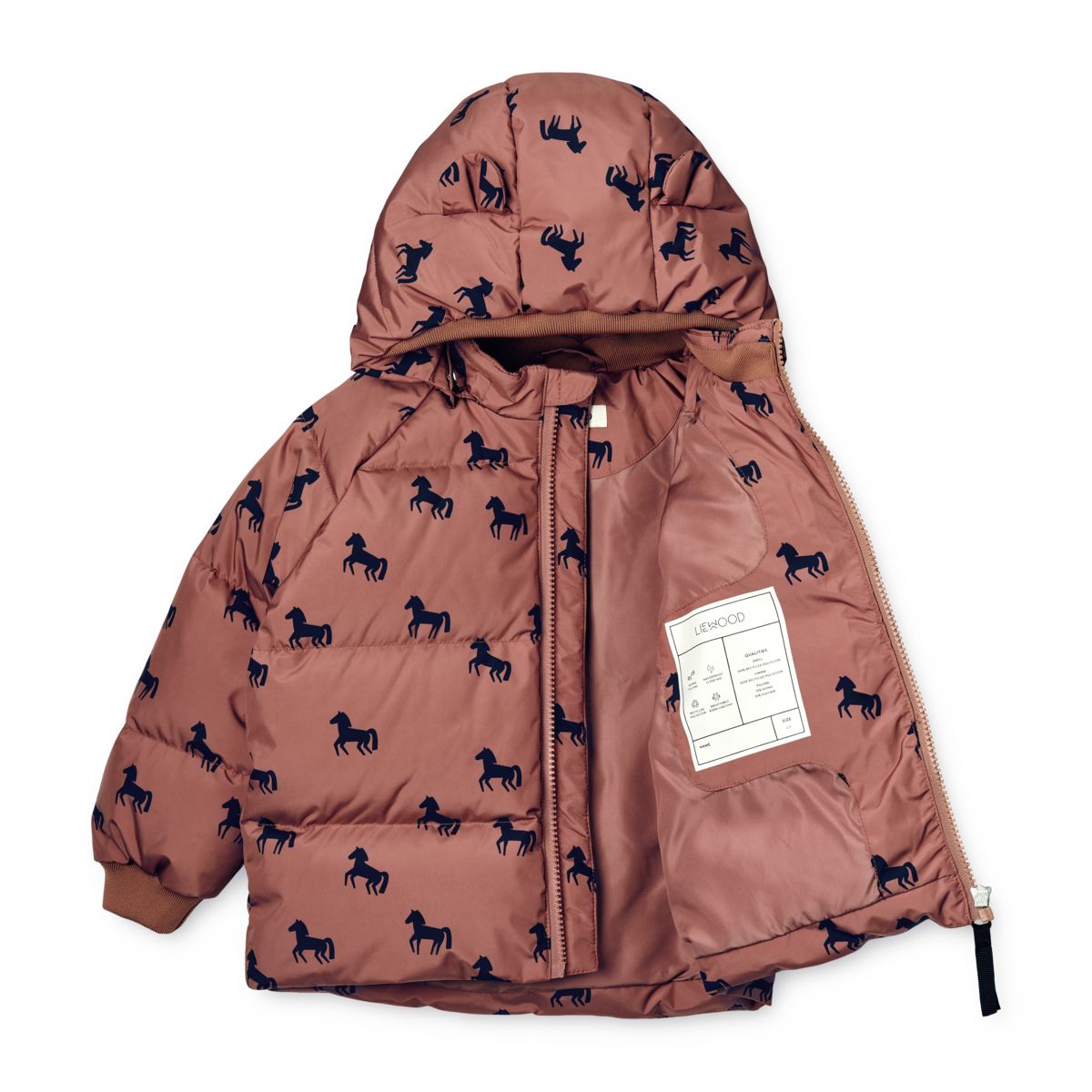 Liewood Polle Down Puffer Jacket - Horses / Dark rosetta - JACKET