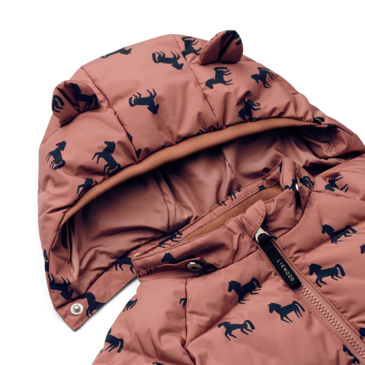 Liewood Polle Down Puffer Jacket - Horses / Dark rosetta - JACKET