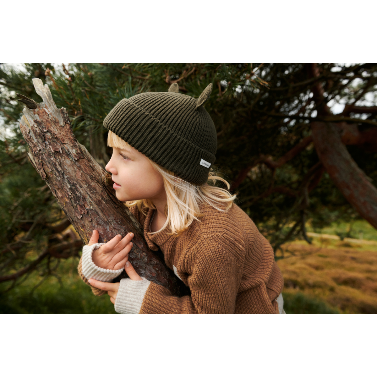 Liewood Gina Beanie With Ears - Army brown - HATS/CAP
