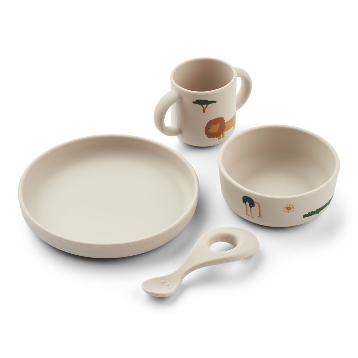Liewood Vivi Silicone Tableware Set - Safari sandy mix - TABLEWARE SET