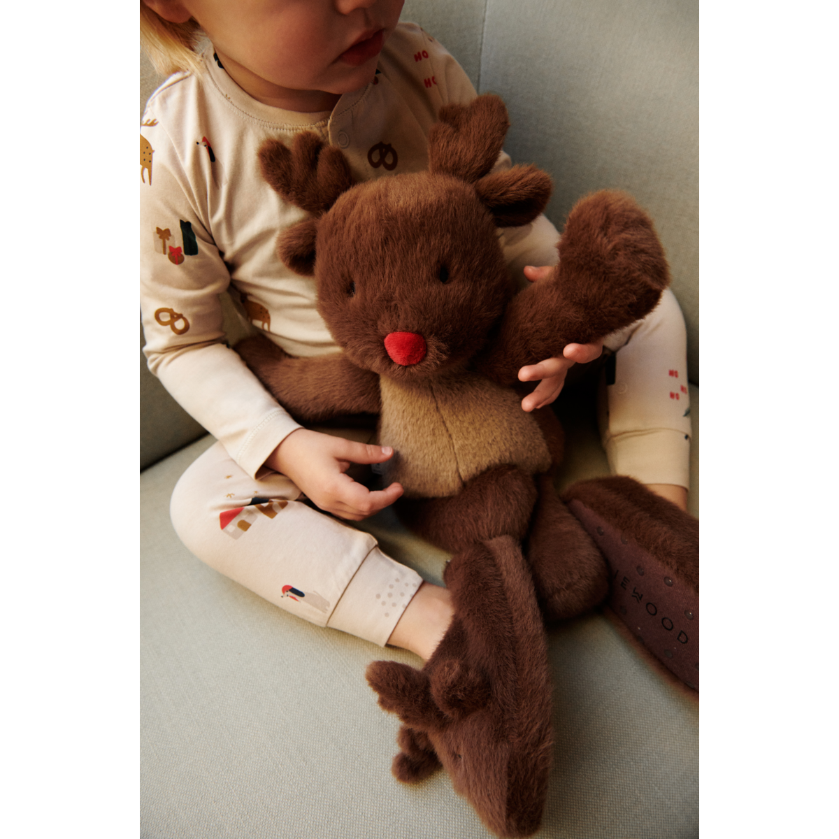 Liewood Aviaja Reindeer Slippers - Pecan - INDOOR SLIPPERS