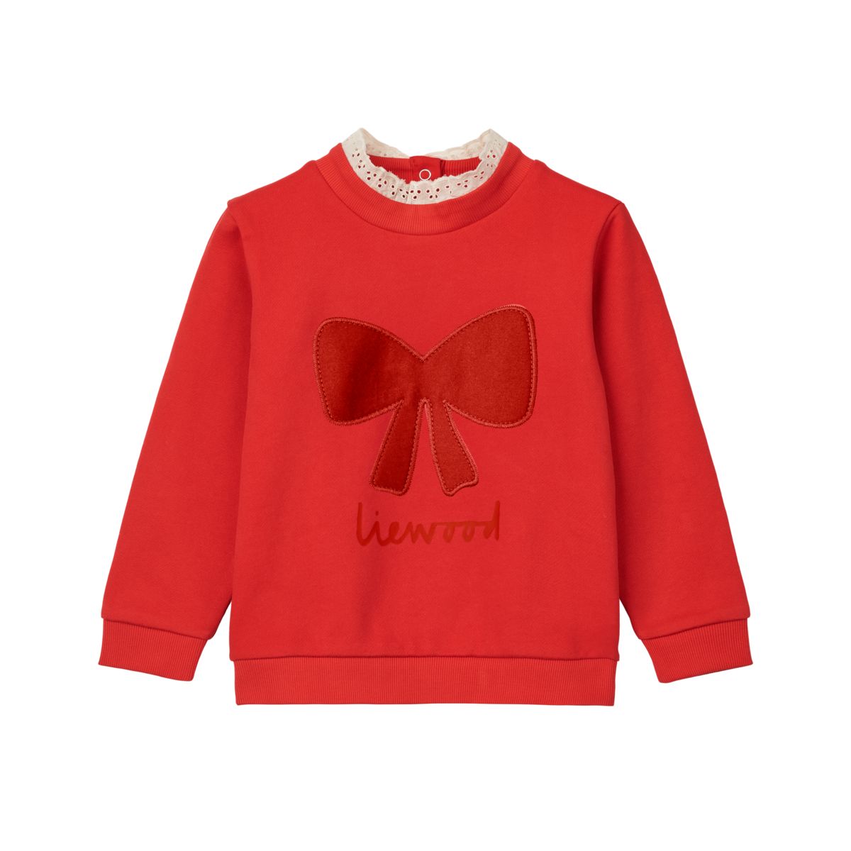 Liewood Rakel sweatshirt with lace - Holiday bow dark red / Apple red - SWEATSHIRT