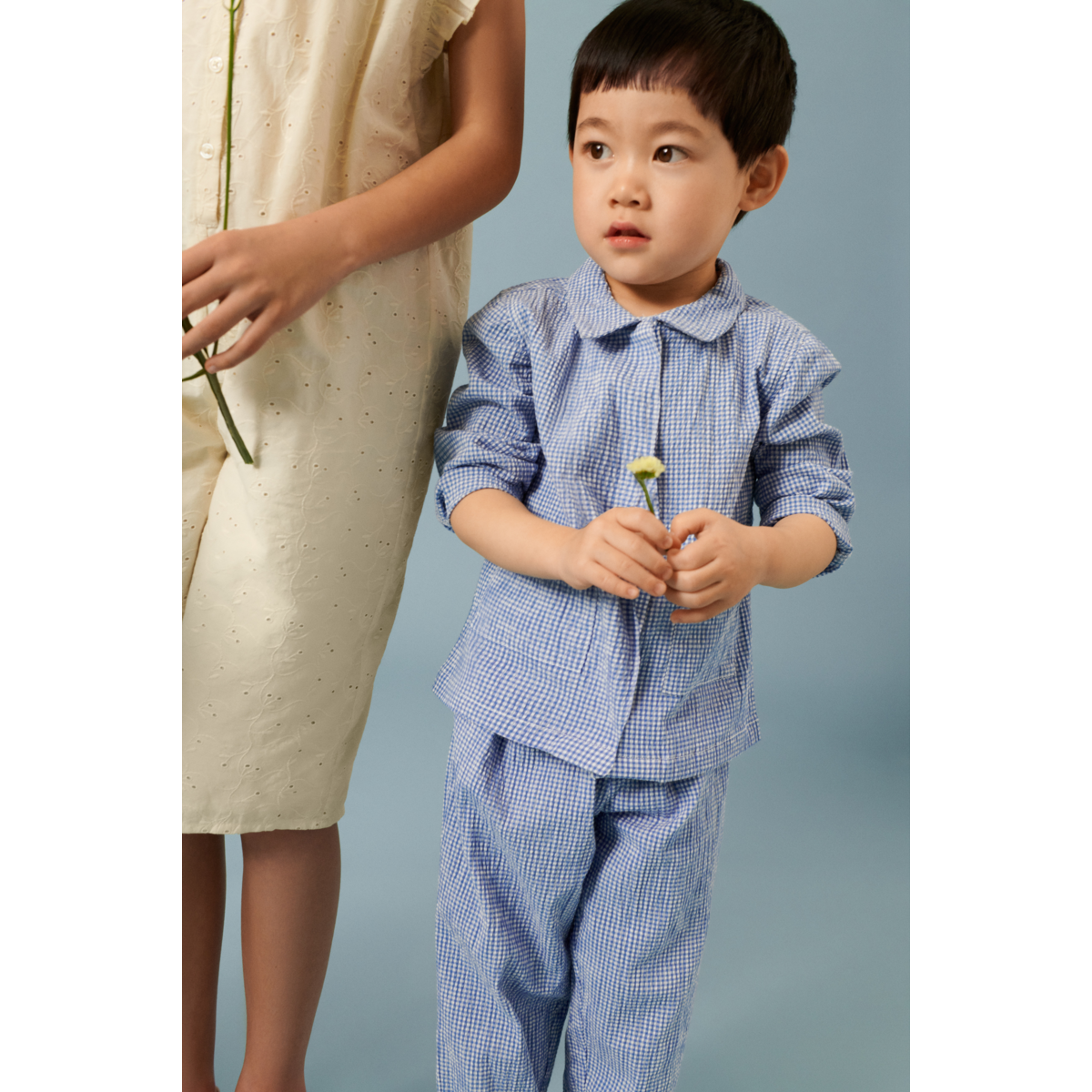 Kory seersucker check overshirt - Y/D Check Riverside / Crisp white