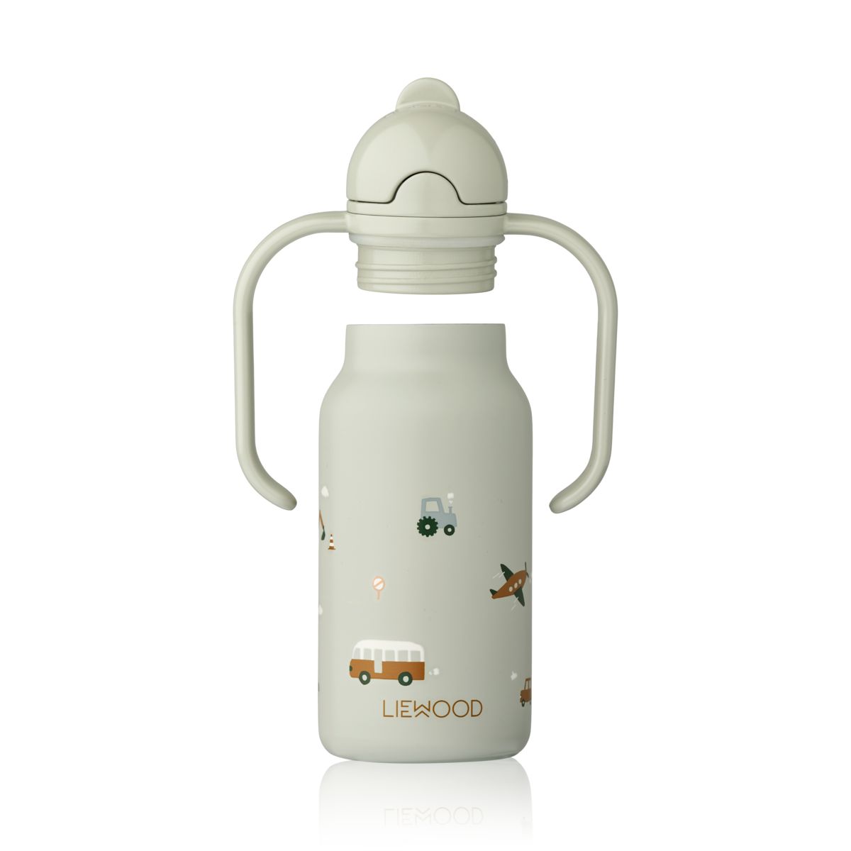 Liewood Kimmie Printed Bottle 250 Ml - Vehicles / Dove blue - WATER BOTTLE